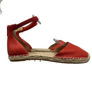 Eileen Fisher Lala Orange Nappa Leather Espadrille  Flat Ankle strap shoe 8.5